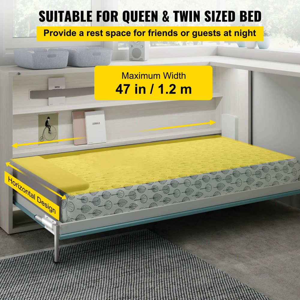 VEVOR Montaggio a Molle a Parete Meccanismo di Supporto Resistente Hardware Kit Fai da Te per Letto Queen Twin (Orizzontale), Bianco