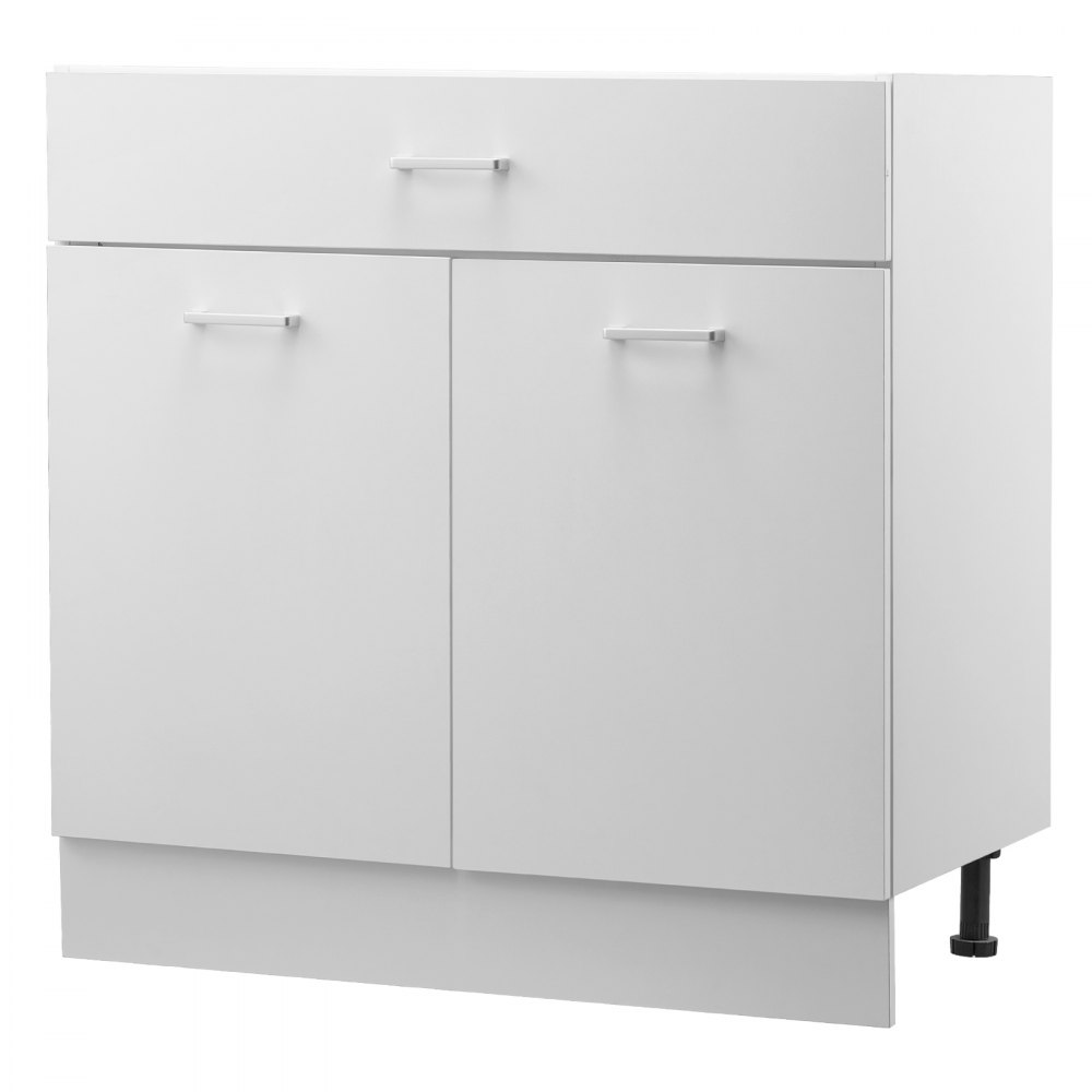 VEVOR white base cabinet, kitchen cabinet with drawers (800 x 475 x 816 mm), drawer base cabinet, ready-to-assemble cabinet with soft-close doors and adjustable shelf, for home and office