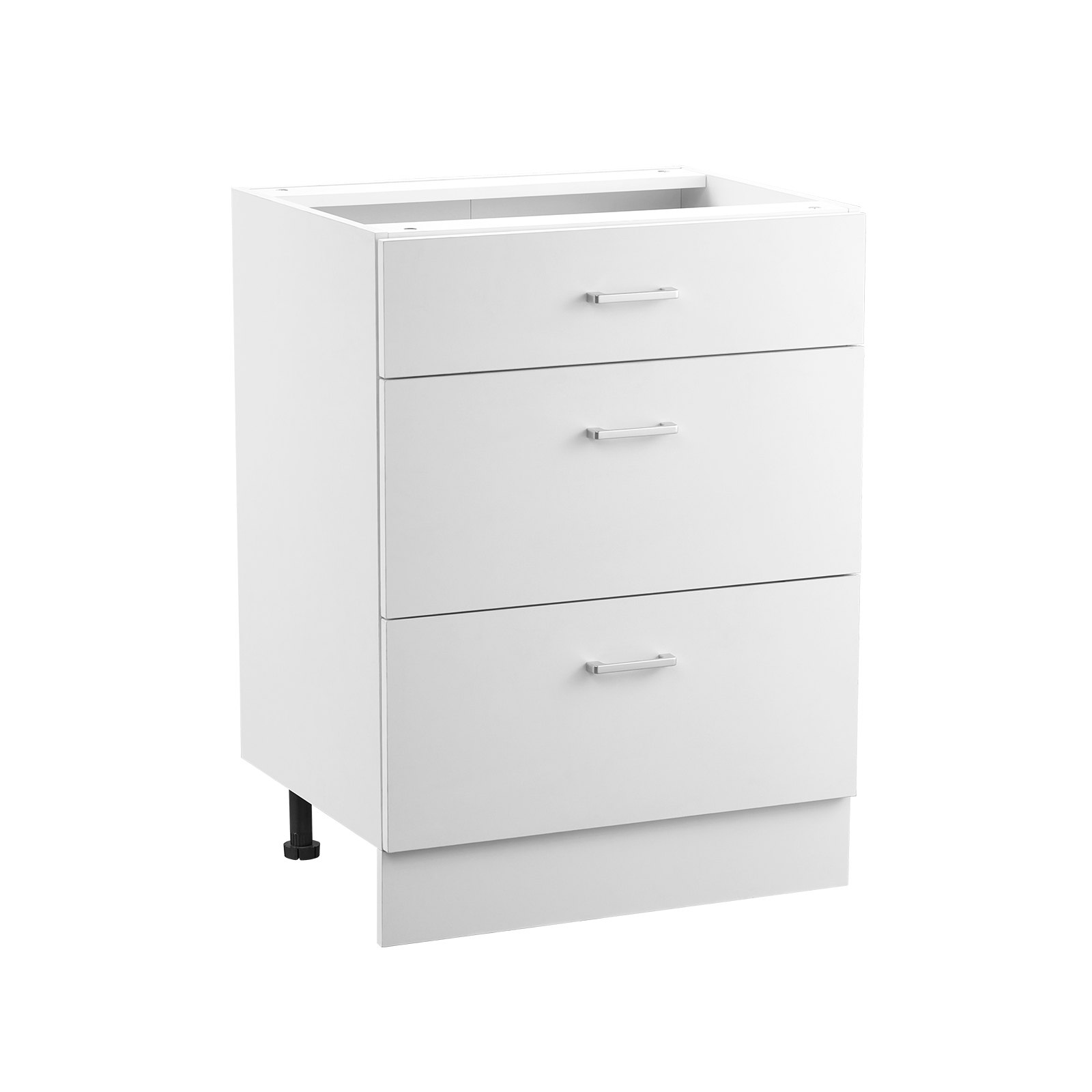 VEVOR Mobiletto Base con 3 Cassetti non Assemblato 600 x 475 x 816 mm, Mobiletto Pronto da Montare con Ante a Chiusura Ammortizzata Ripiano Regolabile per Ufficio Uso Domestico Casa, Bianco