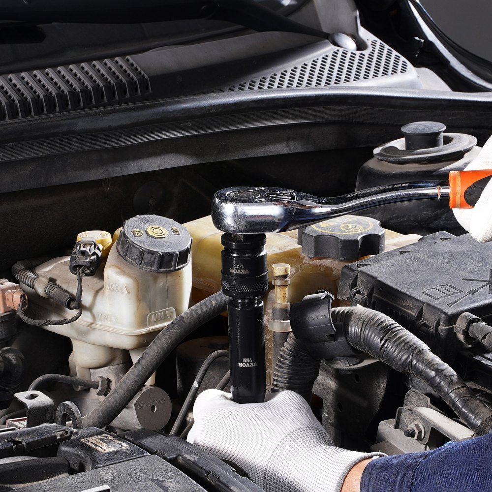 VEVOR Set di bussole a percussione 1/2 pollici Bussole a percussione da 43 pezzi, assortimento di bussole standard, Bussole a 6 punti metriche 9-30 mm (standard/profonda)