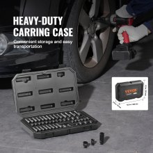 VEVOR Set di Bussole a Impatto da 1/4", Set di Bussole Profonde e Basse 48 pezzi SAE 3/16"-9/16" e Metriche 4-15 mm, Acciaio Legato Cr-Mo a 6 Punte per Riparazioni Auto, Marcature Dimensioni