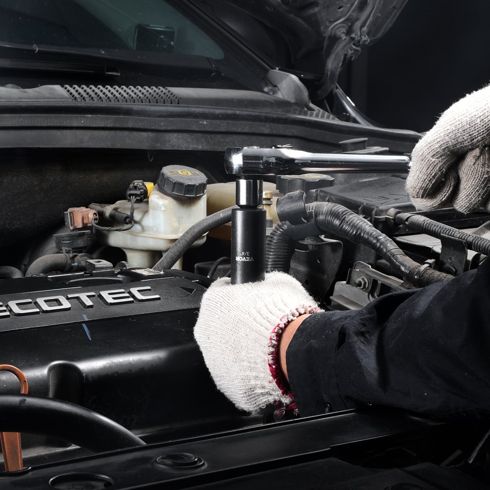 VEVOR Set di bussole per avvitatore a percussione da 3/8 e 1/2 pollici, Set di 59 bussole SAE da 5/16 a 1-1/4 pollici e metrico 6-32 mm, Acciaio legato Cr-Mo a 6 punti per riparazioni auto officina