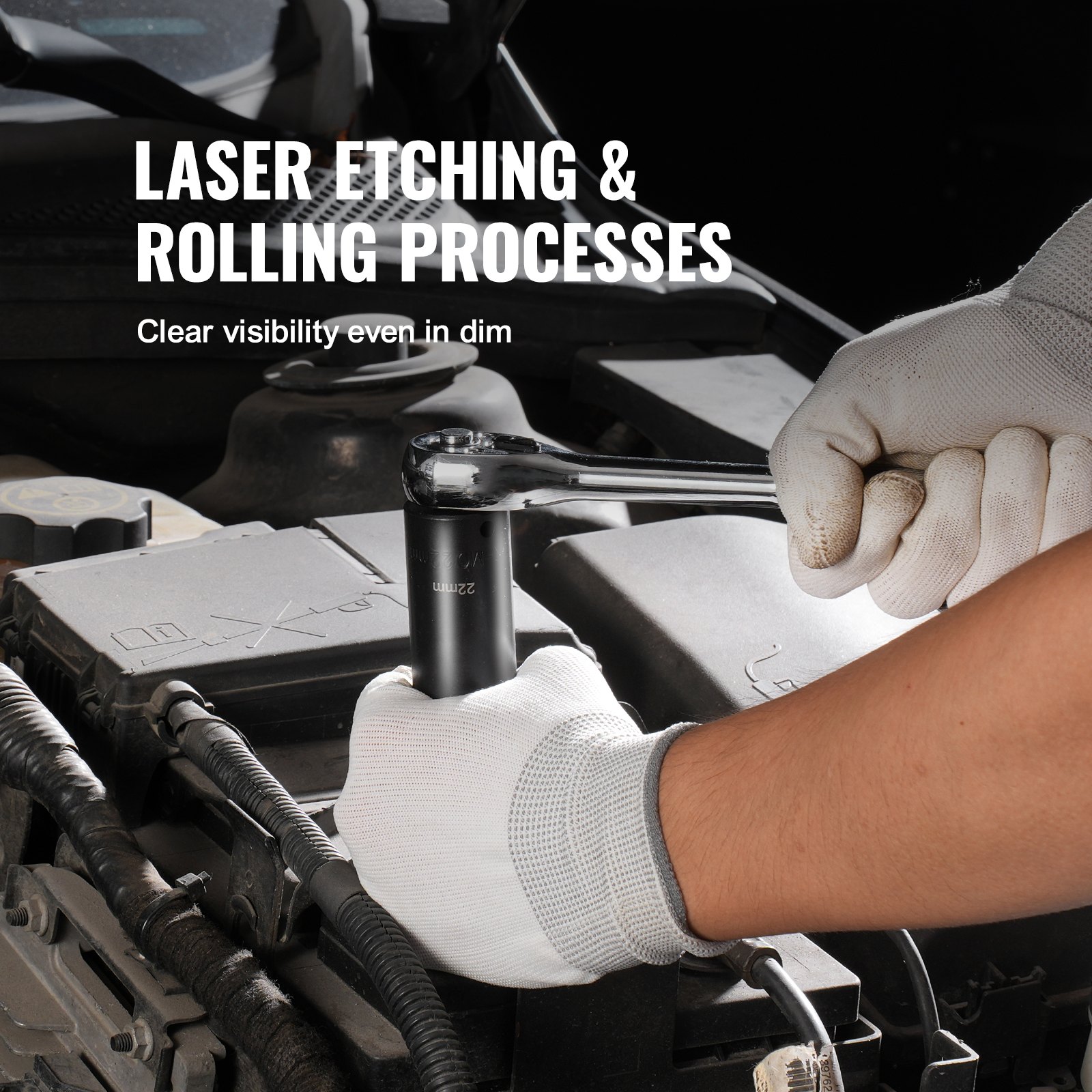 VEVOR Set Bussole a Impatto da 3/8", Set Bussole Profonde da 18 Pezzi, Metriche da 8 a 22 mm, Acciaio Legato CR-V a 6 Punte per Riparazioni Auto, Marcature Dimensioni Struttura Robusta con Valigetta