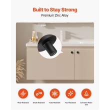 VEVOR Pomelli per Mobili, 10 Pezzi, Maniglie per Cassetti e Porte in Lega di Zinco, Pomelli Solidi a Forma di Fungo, Ferramenta per Armadietti con Viti per Bagno e Cucina, Nero, 32 mm