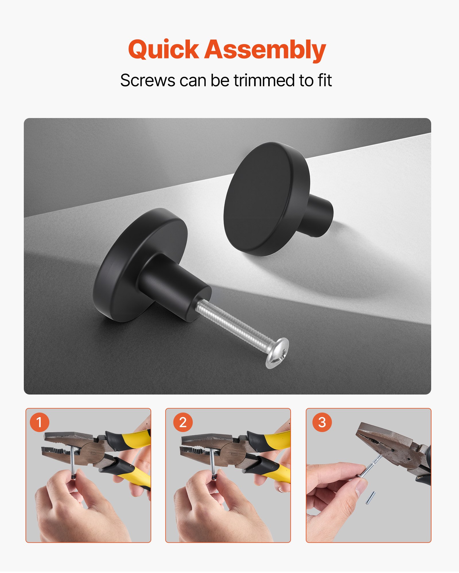 VEVOR Pomelli per Mobili, 10 Pezzi, Maniglie per Cassetti e Porte in Lega di Zinco, Pomelli Solidi a Forma di Fungo, Ferramenta per Armadietti con Viti per Bagno e Cucina, Nero, 32 mm