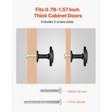 VEVOR Pomelli per Mobili, 30 Pezzi, Maniglie per Cassetti e Porte in Lega di Zinco, Pomelli Solidi a Forma di Fungo, Ferramenta per Armadietti con Viti per Bagno e Cucina, 31 mm Colore Nero