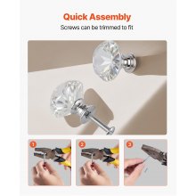 VEVOR Pomelli per Mobili, 12 Pezzi, Maniglie per Cassetti e Porte in Acrilico e Lega di Zinco da 31 mm, Pomelli Solidi con Diamanti, Ferramenta per Armadietti con Viti per Bagno e Cucina