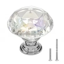 VEVOR Pomelli per Mobili, 12 Pezzi, Maniglie per Cassetti e Porte in Acrilico e Lega di Zinco da 31 mm, Pomelli Solidi con Diamanti, Ferramenta per Armadietti con Viti per Bagno e Cucina
