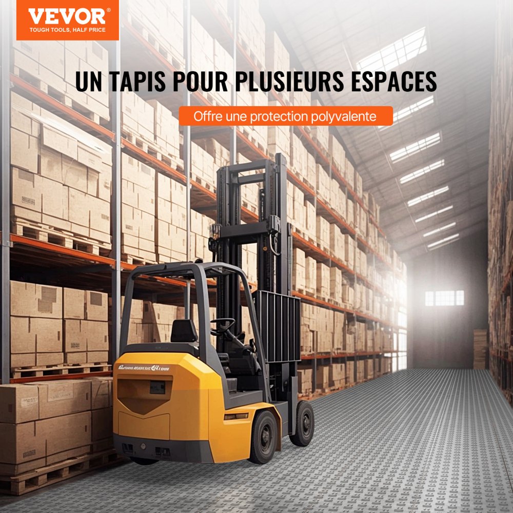 VEVOR Piastrelle per Garage ad Incastro, Confezione da 50, Piastrelle per Pavimentazione Garage in PP, 305 x 305 x 13,4 mm, Garage, Seminterrati, Officine di Riparazione, Argento