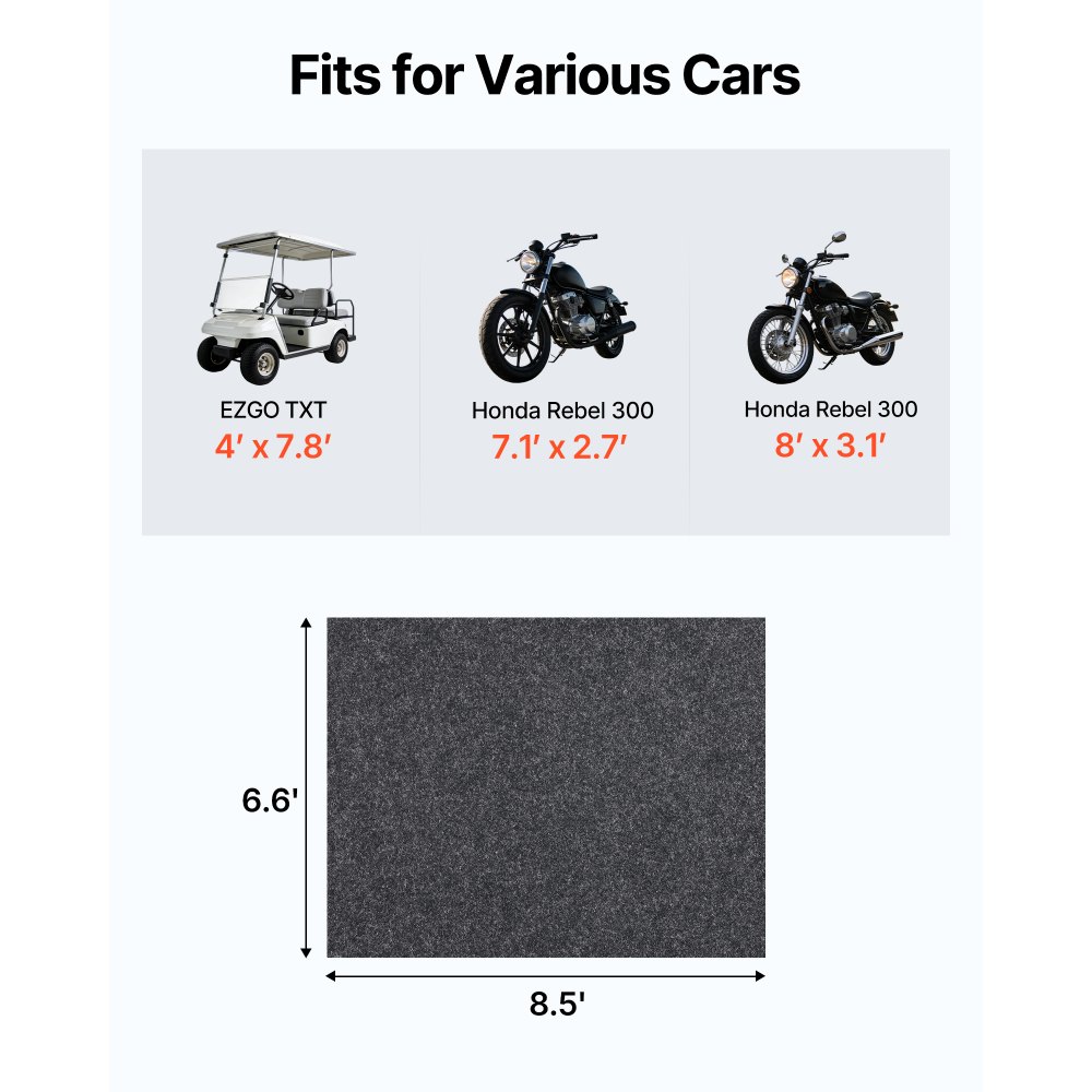 VEVOR Garage Floor Mat 2011.7 x 2590.8 x 2.4 mm Workshop Floor 820-850 g/m² Garage Floor Felt & TPE Oil Absorbing Mat Garage Mat Service Mat Floor Protection Floor Panels for Garage