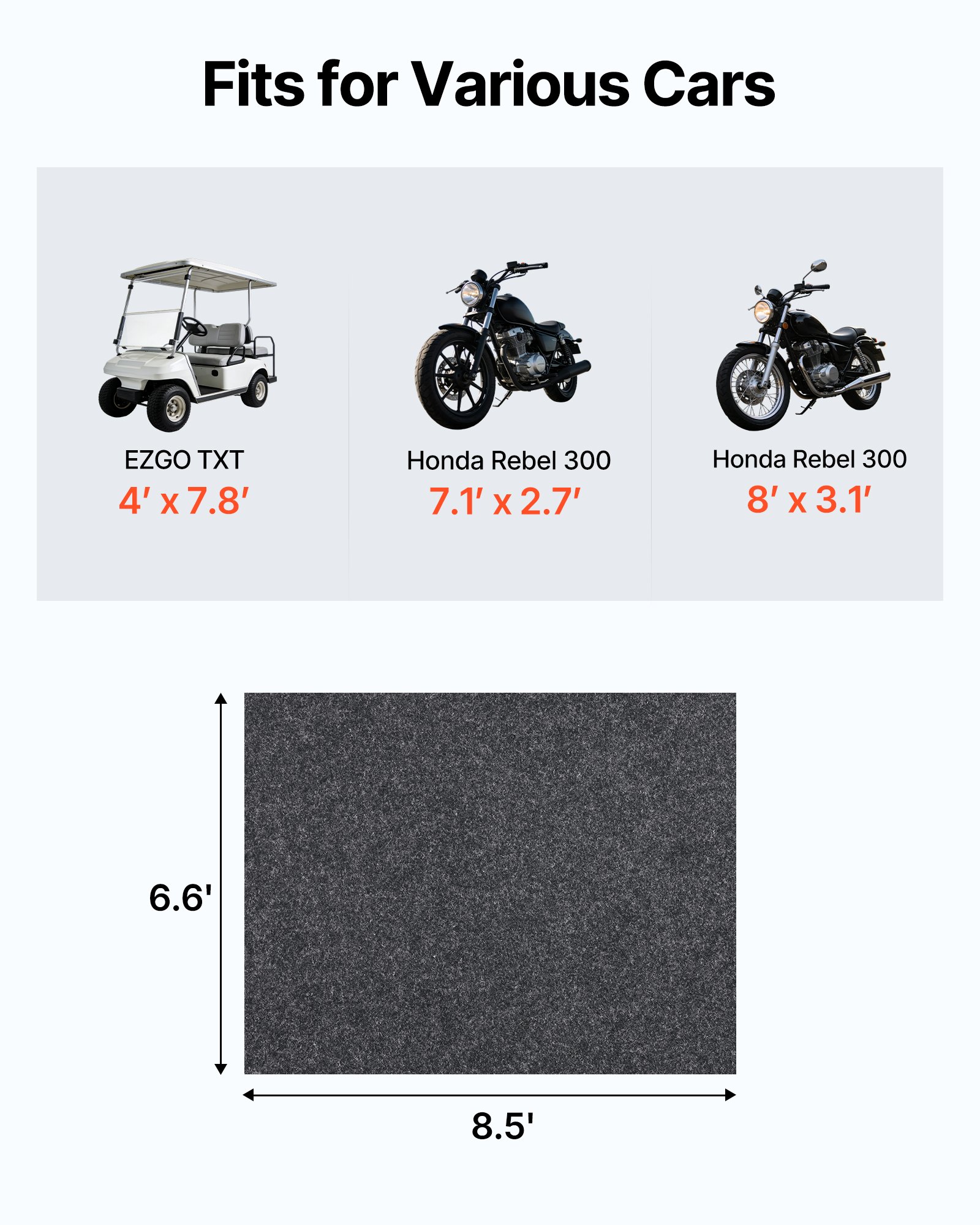 VEVOR Garage Floor Mat 2011.7 x 2590.8 x 2.4 mm Workshop Floor 820-850 g/m² Garage Floor Felt & TPE Oil Absorbing Mat Garage Mat Service Mat Floor Protection Floor Panels for Garage