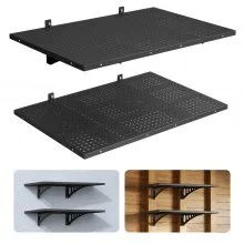 VEVOR Mensola da Parete Portaoggetti per Garage Pannelli Forati 2 pezzi 919,4x61,5 cm, Pannelli Forati da Parete Scaffale Portaoggetti Carico Singolo 127 kg, Officina Lavanderia Garage Cucina, Nero