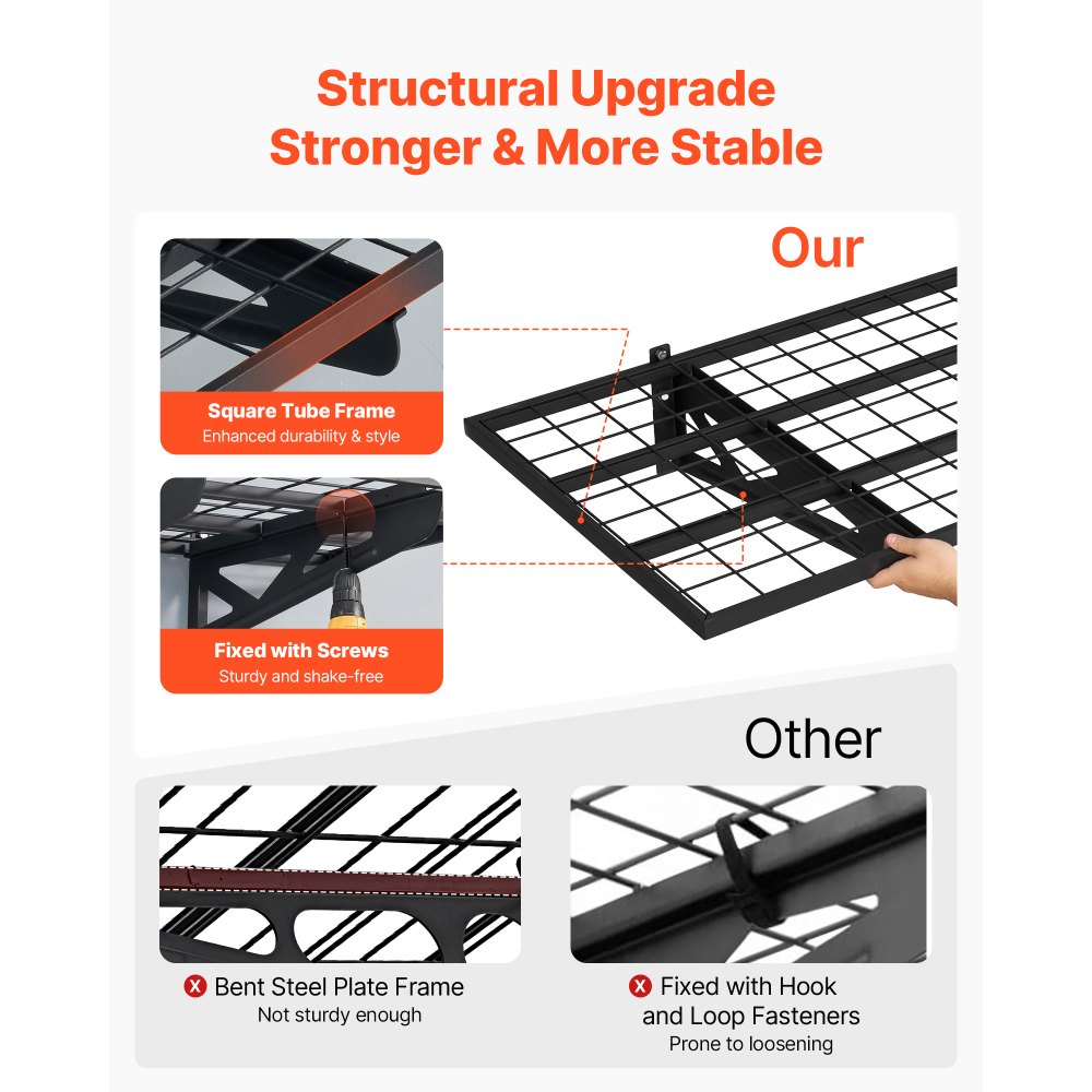 VEVOR Scaffale da Parete per Garage Portaoggetti 2 pezzi 122x62x21 cm, Scaffale a Griglia da Muro per Garage Lavanderia Officina Carico Singolo max. 113 kg, Rete da Parete Portaoggetti, Nero