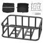 VEVOR rear bicycle basket 435x330x155 mm, rear wheel basket with cargo net & cover, luggage carrier for transporting dogs, pets, fruit & groceries, mounting tools included
