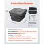 VEVOR Cestino Posteriore per Bici Medio, con Rete di Carico e Copertura Impermeabile, Cestino Posteriore per Trasportare Frutta Alimentari, Strumenti di Montaggio Inclusi 390 x 310 x 210 mm