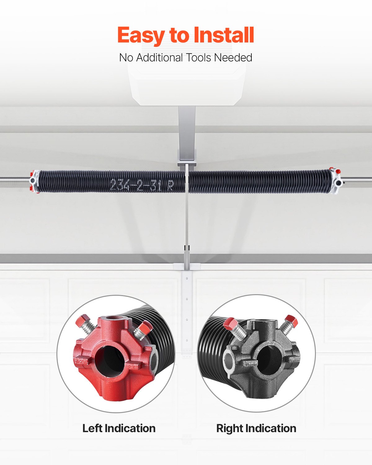 VEVOR Molle di Torsione per Porte da Garage, Coppia di Φ5,94 x Φ50,8 x 787 mm, 16000 Cicli, Rivestimento Elettroforetico Nero per SostituI, con Barre di Avvolgimento, Guanti e Chiave di Montaggio