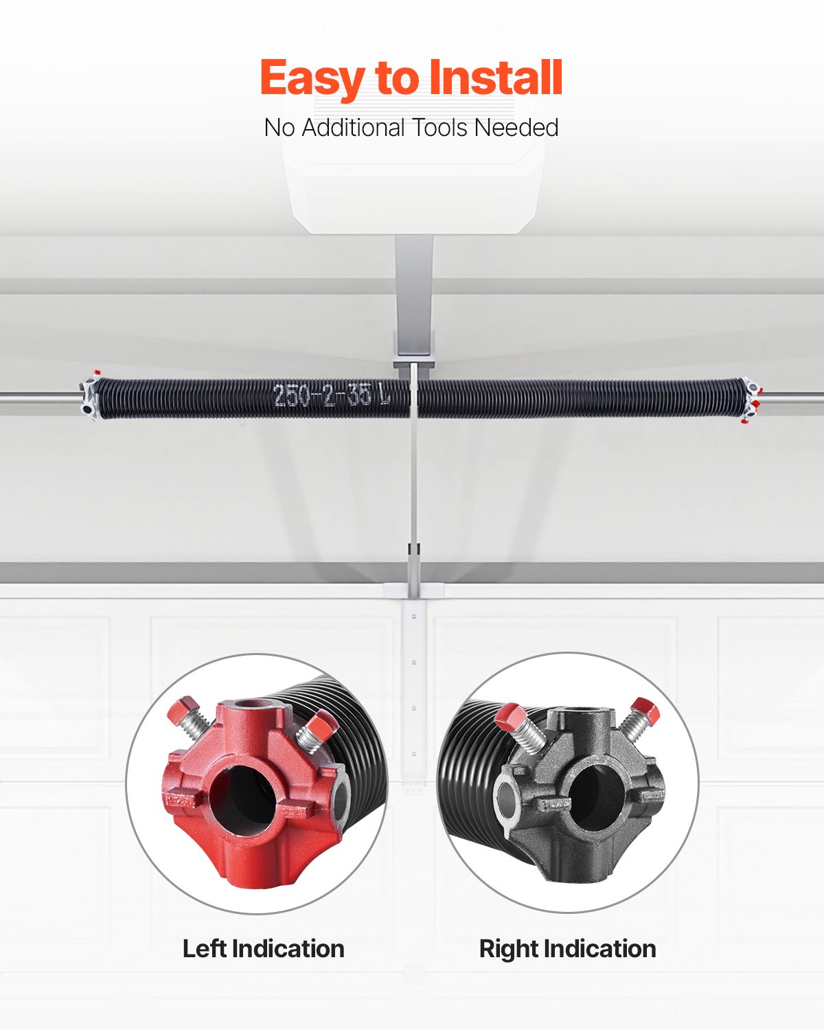 VEVOR Torsion Springs for Garage Doors (Φ 6.35 x Φ 50.8 x 889 mm) 16000 cycles, black coated, replacement, garage door springs with non-slip winding rods, gloves, and mounting wrench