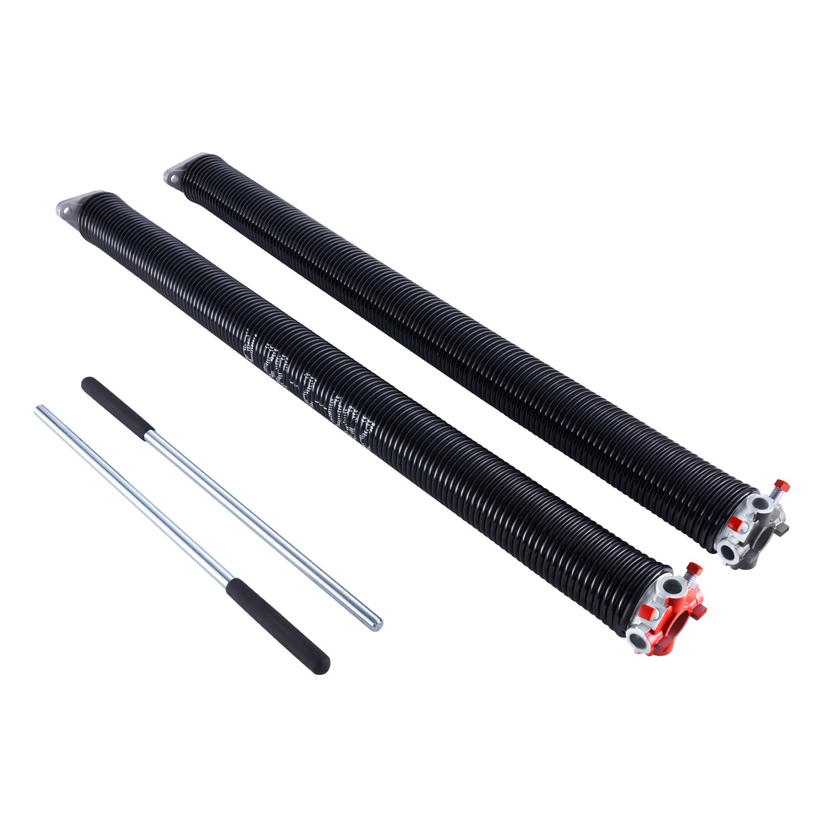 VEVOR Molle di Torsione per Porte da Garage, Coppia di Φ6,35 x Φ50,8 x 813 mm, 16000 Cicli, Rivestimento Elettroforetico Nero per SostituI, con Barre di Avvolgimento, Guanti e Chiave di Montaggio