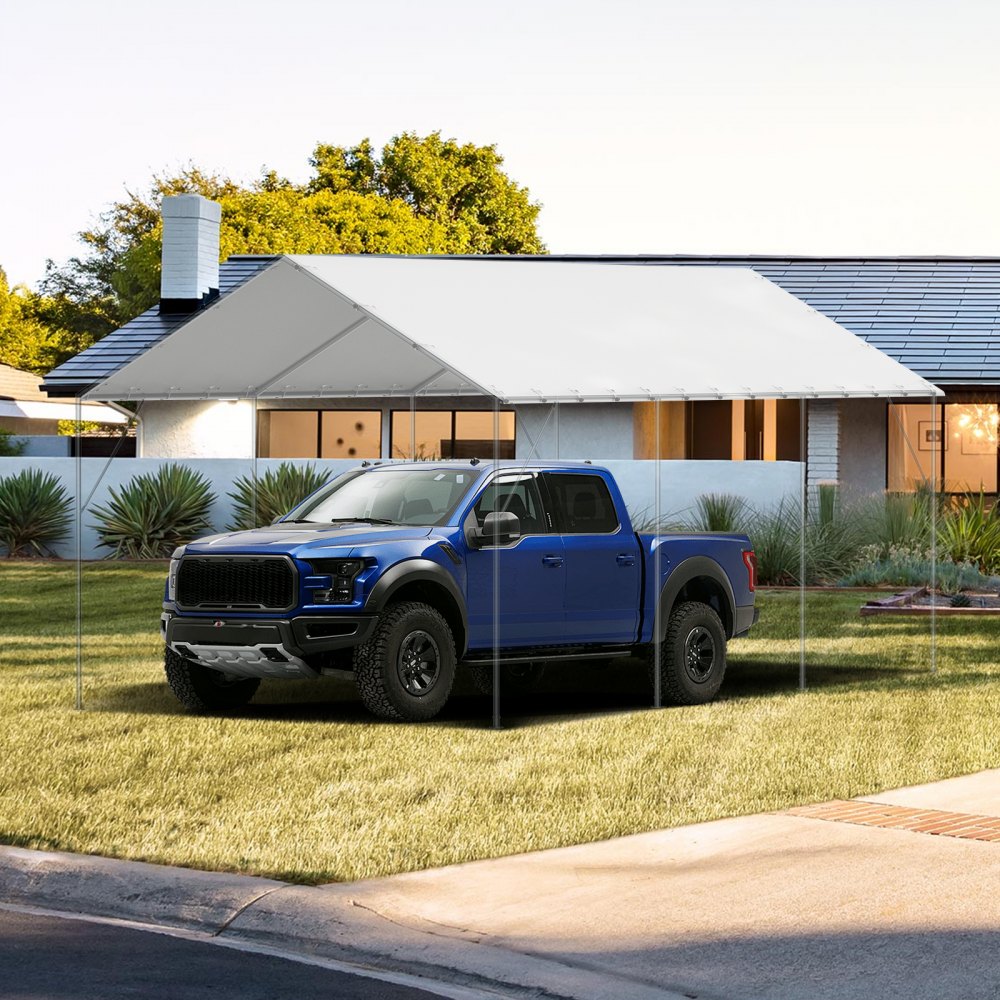 VEVOR 10'x20' Telo Sostitutivo per Posto Auto Coperto, Telo Riparo per Tenda da Garage, Impermeabile e Protetto dai Raggi UV, (Solo Copertura Superiore, Telaio Non Incluso), Bianco