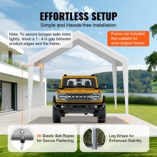 VEVOR Tendalino di ricambio per posto auto coperto 304,8x609,6cm, impermeabile e protetto dai raggi UV, con elastici a sfera, bianco (solo copertura superiore, telaio non incluso)