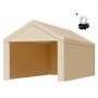 VEVOR Tettoia per Posto Auto Coperto, Telo Superiore per Tenda da Garage con Pareti Laterali 6,0 x 2,87 m, Resistente ai Raggi UV Impermeabile, con Passeggini a Sfera, Telaio non Incluso, Beige