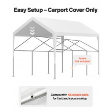 VEVOR Tettoia per Posto Auto Coperto, Telo Superiore per Tenda da Garage 6,09 x 3,65 x 3,05 m, Resistente ai Raggi UV Impermeabile, Tettoia con Passeggini a Sfera, Telaio non Incluso, Bianco