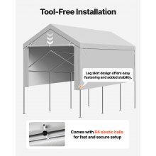 VEVOR Tettoia per Posto Auto Coperto, Telo Superiore per Tenda da Garage con Pareti Laterali e Rifugio Sferico 6,09 x 3,65 m, Resistente ai Raggi UV Impermeabile, Telaio non Incluso, Grigio