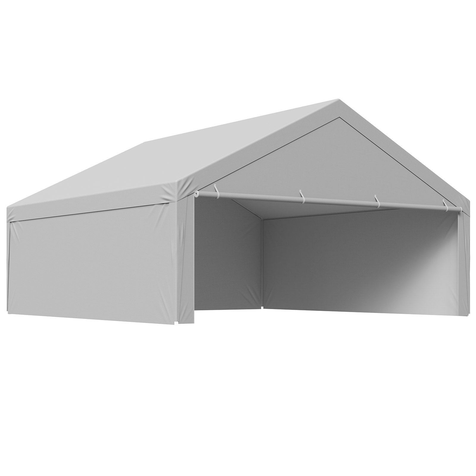 VEVOR Tettoia per Posto Auto Coperto, Telo Superiore per Tenda da Garage con Pareti Laterali e Cordini Elastici a Sfera 6,09 x 6,09 m, Resistente ai Raggi UV Impermeabile, Telaio non Incluso, Grigio