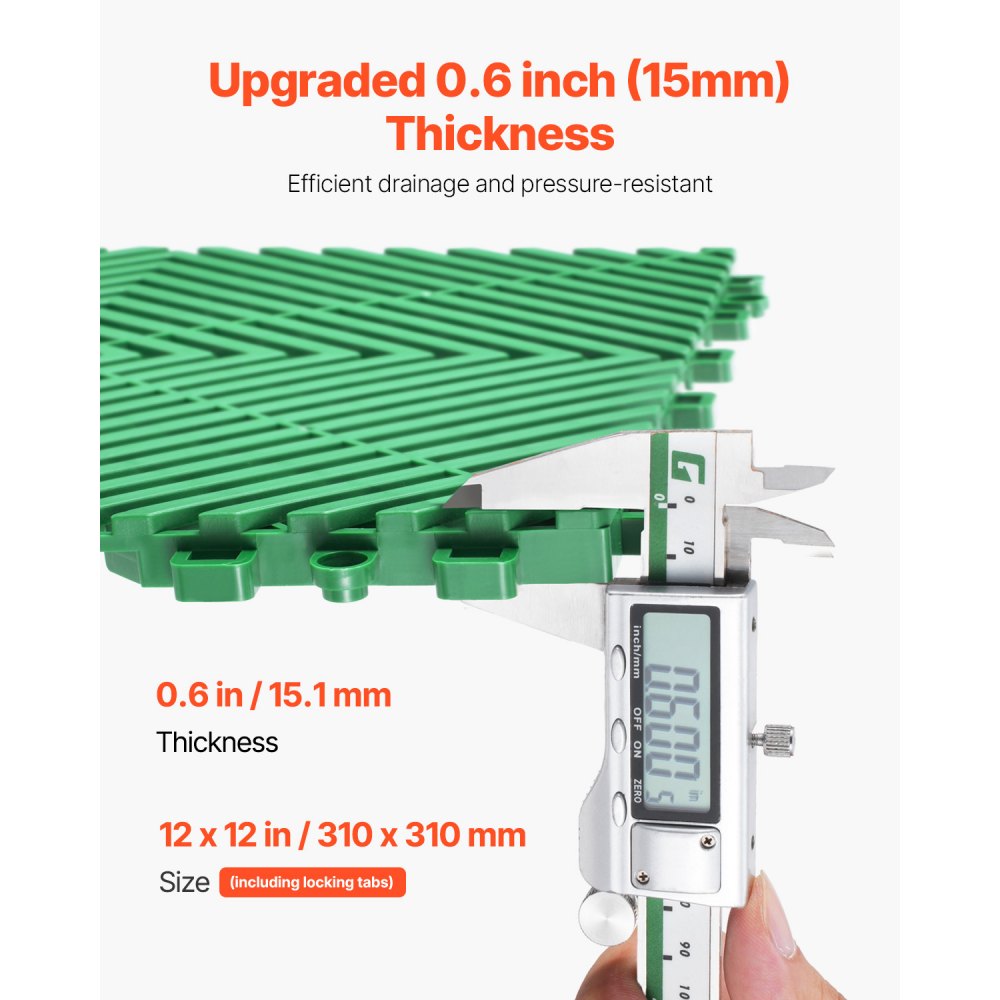 VEVOR Tappetino di Drenaggio ad Incastro, Cuscino Modulare ad Incastro con Giunzione, Piastrelle per Pavimenti Antiscivolo e Tappetino per Doccia Garage Giardino Cucina 310 x 310 mm 50 Pezzi Nero