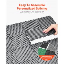 VEVOR Tappetino di Drenaggio ad Incastro 310 x 310 mm Cuscino ad Incastro Modulare da 55 Pezzi, Piastrelle per Pavimenti di Drenaggio Grigio Antiscivolo e Tappetino per Doccia, per Garage Giardino