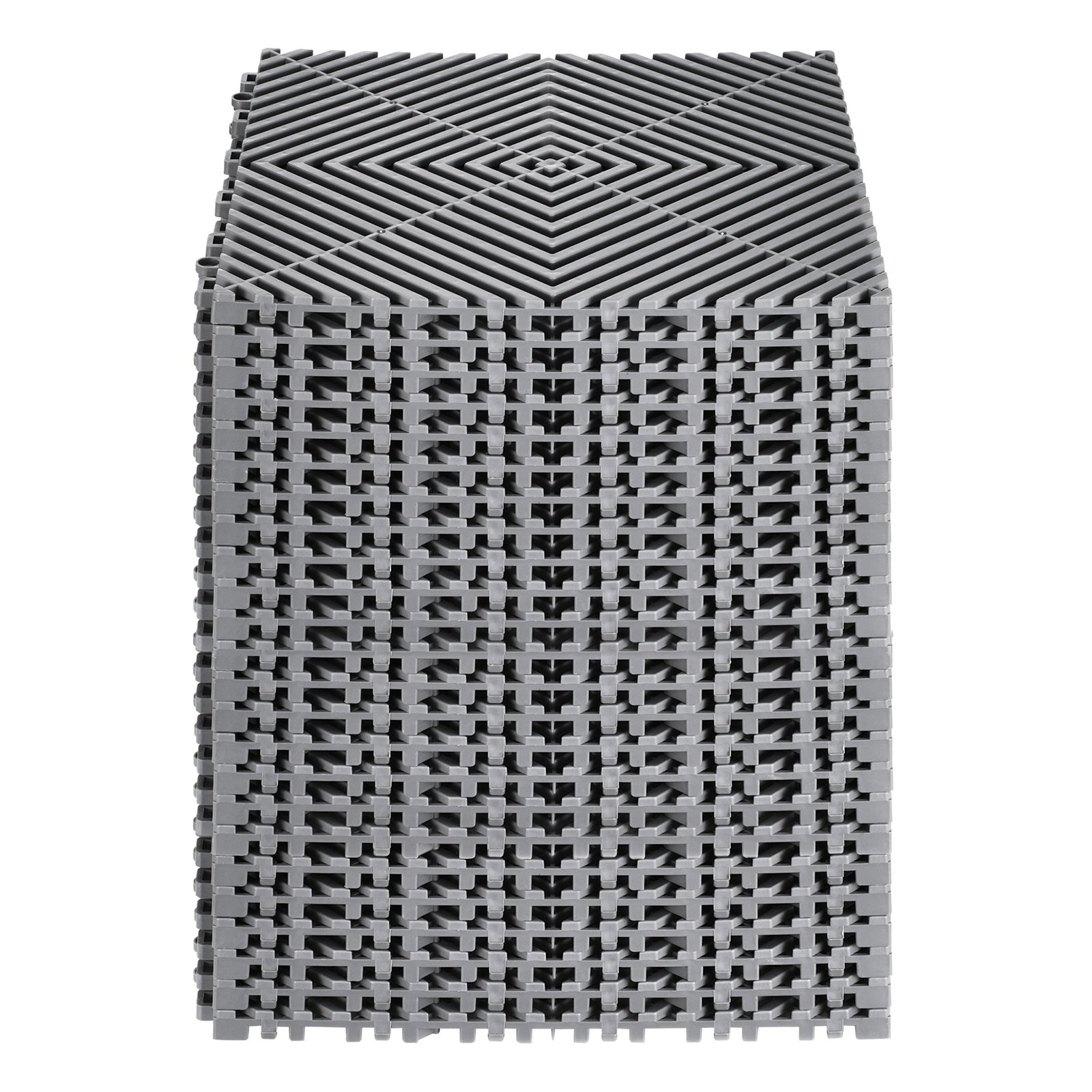 VEVOR Interlocking Drainage Mat Shower Mat 31 x 31 cm Modular Interlocking Floor Mats, 24 Pieces Spliced Drainage Mats, Non-Slip Drainage Floor Tiles, for Garage Garden Gray