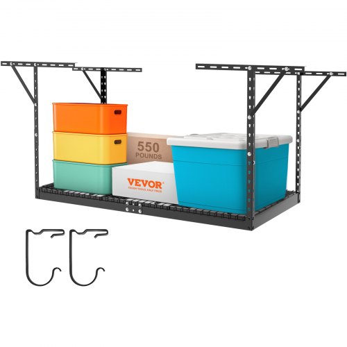 VEVOR Scaffale per garage sopraelevato, Scaffali per soffitto da garage da 36x72 pollici, acciaio laminato a freddo, Organizzazione, Capacità di carico di 550 libbre, 22''-40", Nero