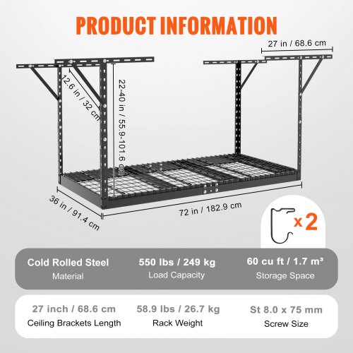 Scaffale portaoggetti da garage – Organizer da soffitto, in Scaffale portaoggetti da garage – Organizer da soffitto, in