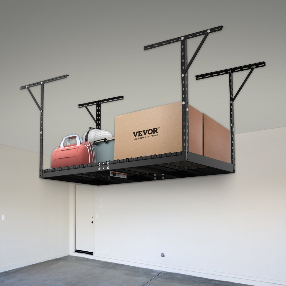 VEVOR Scaffale per garage sopraelevato, Scaffali per soffitto da garage da 36x72 pollici, acciaio laminato a freddo, Organizzazione, Capacità di carico di 550 libbre, 22''-40", Nero