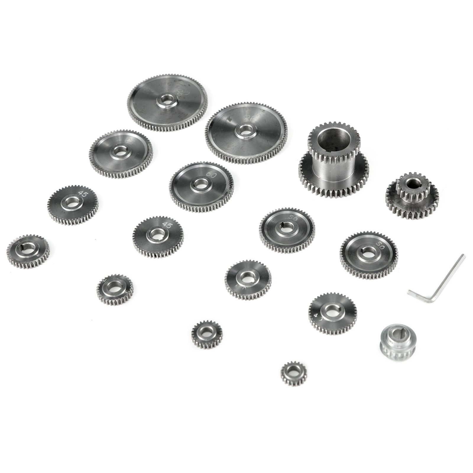 VEVOR Fiori 17 Pezzi / Set Mini Ingranaggi per Tornio Ingranaggi in Metallo Micro Ingranaggi per Tornio Set in Acciaio Lucido di Precisione in Metallo Antiruggine per Mini Tornio e Macchina da Taglio
