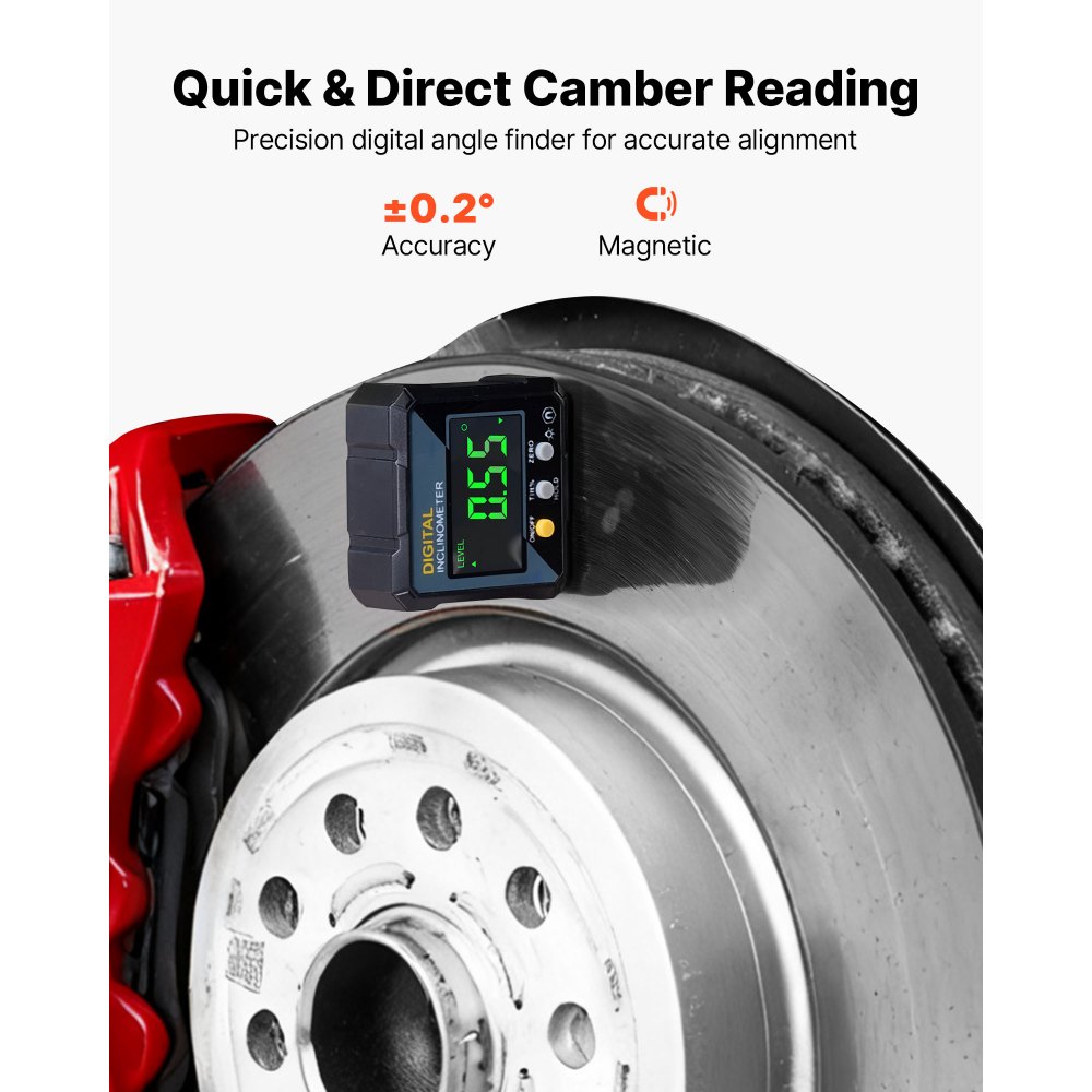 VEVOR Kit per Allineamento delle Ruote, Strumento di Misurazione Assali, Piastre di Misurazione Campanatura in Acciaio al Carbonio con Goniometro Digitale, Strumenti di Precisione per Auto, Camion
