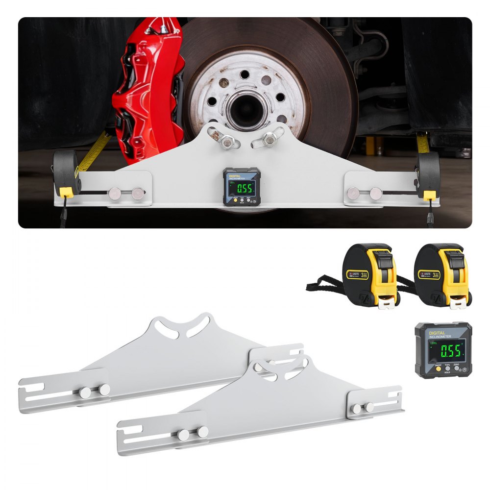 VEVOR Kit per Allineamento delle Ruote, Strumento di Misurazione Assali, Piastre di Misurazione Campanatura in Acciaio al Carbonio con Goniometro Digitale, Strumenti di Precisione per Auto, Camion