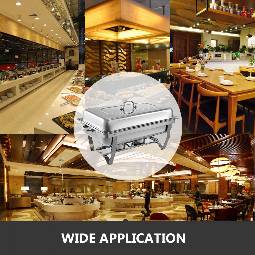 6x Chafing Dish Buffet Più Caldo 9l Contenitore Cibi Più Caldo Calore Piastra