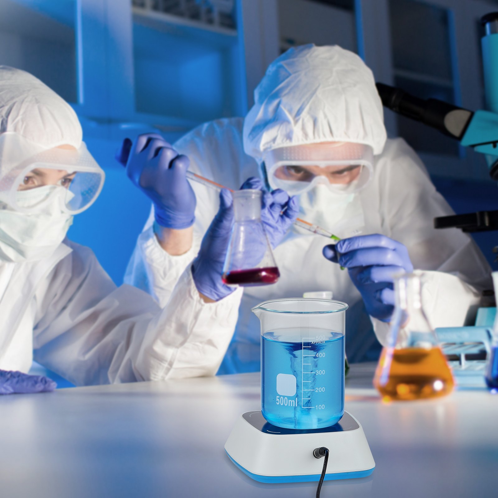 VEVOR Agitatore Magnetico, Piastra di Agitatore da 0-2000 RPM con Manopola di Velocità Regolabile, Kit Agitatore a Piastra da 3000 ml, Barra di Agitazione Inclusa