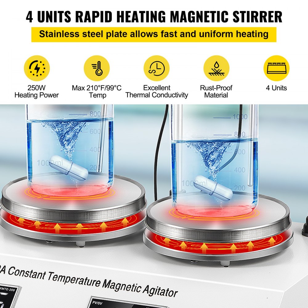 Agitatore Magnetico 4 Unità Termostatico Miscelatore Con Barre Di Agitazione