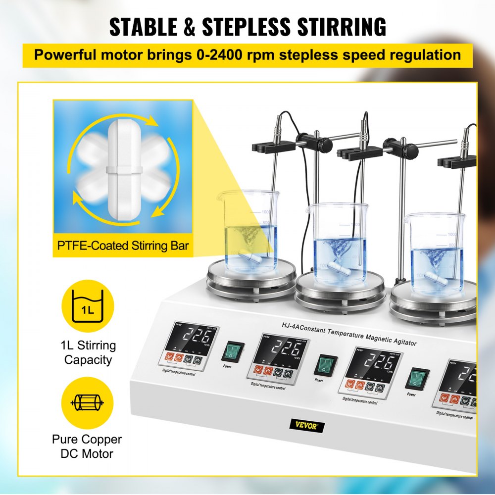 Agitatore Magnetico 4 Unità Termostatico Miscelatore Con Barre Di Agitazione