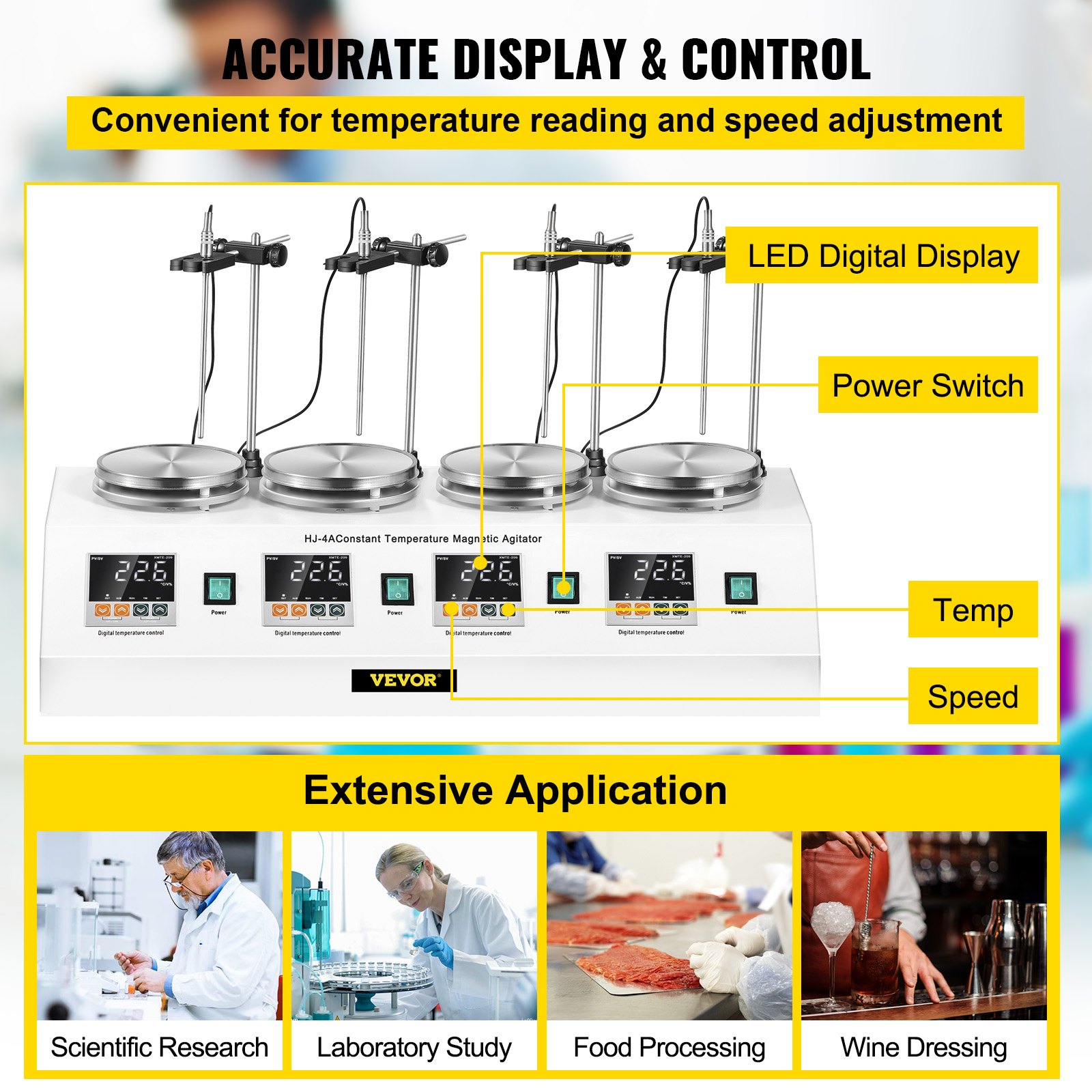 Agitatore Magnetico 4 Unità Termostatico Miscelatore Con Barre Di Agitazione