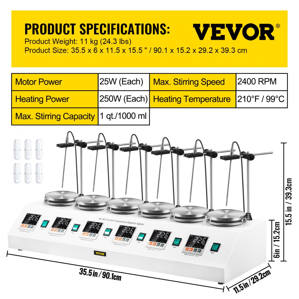 Agitatore Magnetico Magnetic Stirrer Termostato Ancoretta Riscaldamento 1000ml