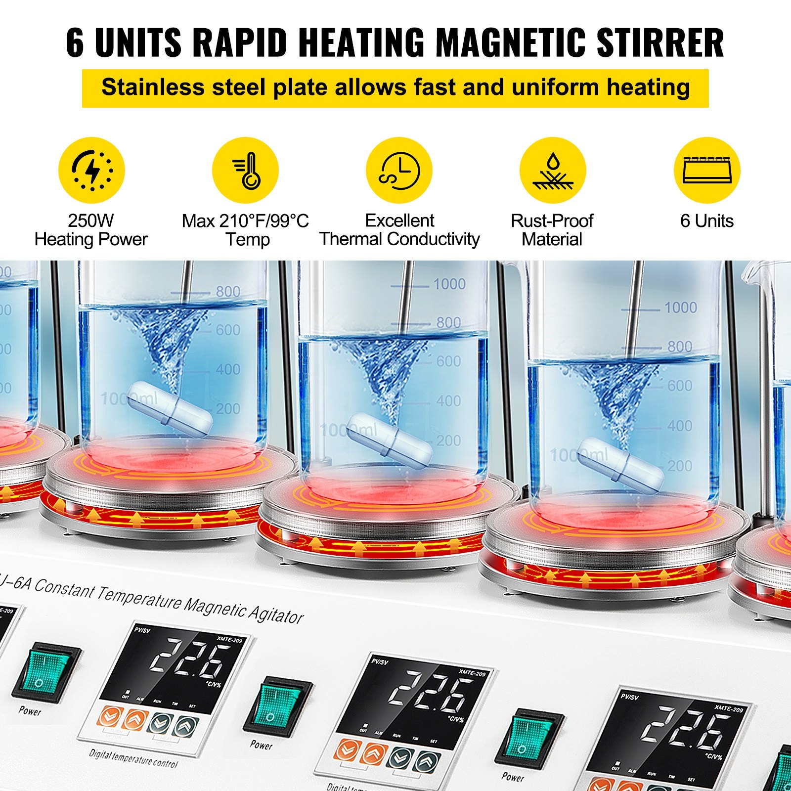 Agitatore Magnetico Magnetic Stirrer Termostato Ancoretta Riscaldamento 1000ml