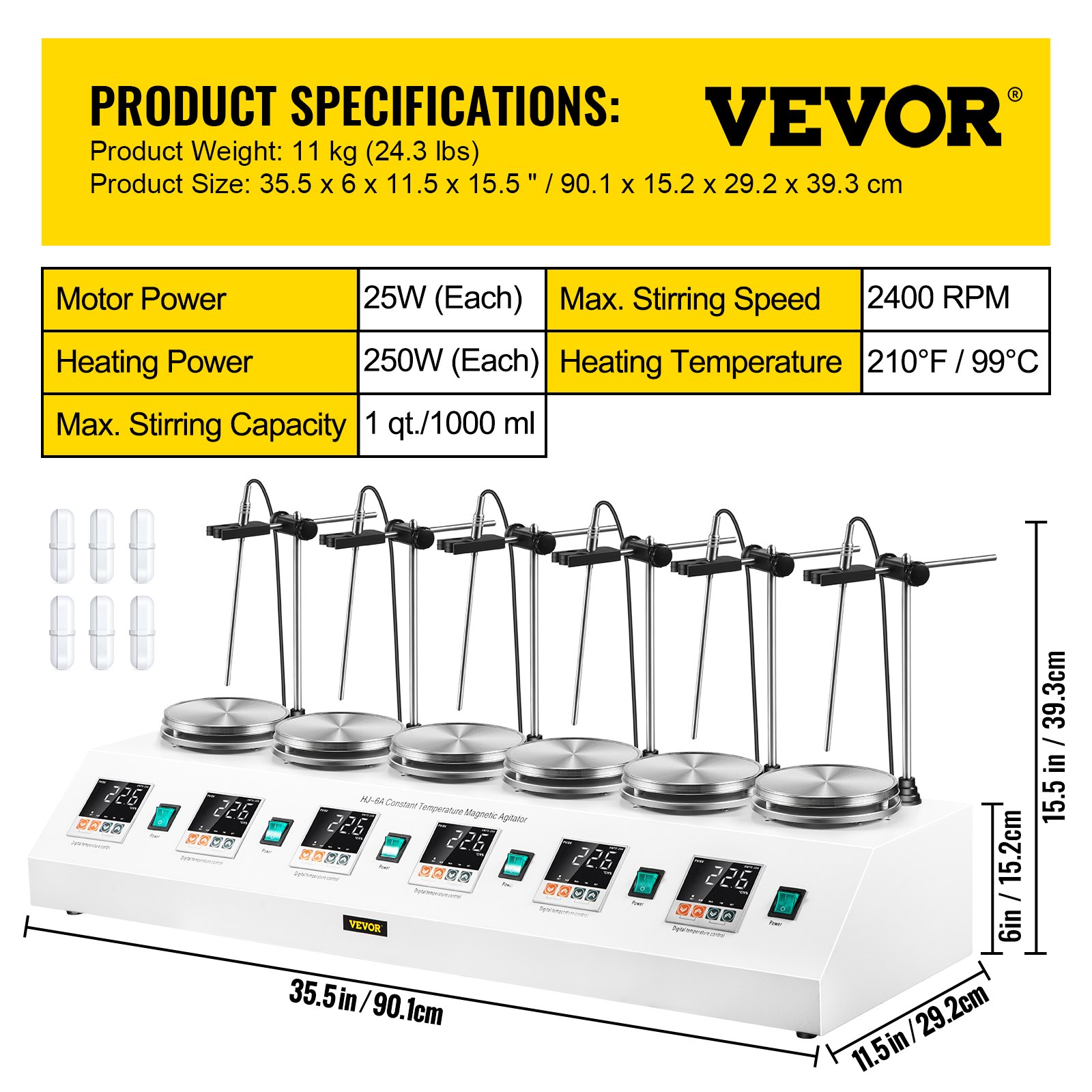 Agitatore Magnetico Magnetic Stirrer Termostato Ancoretta Riscaldamento 1000ml