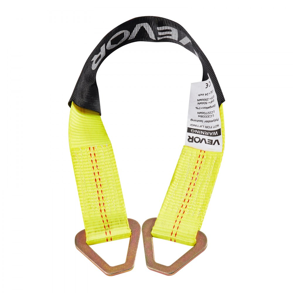 VEVOR Cinghie di Fissaggio per Pneumatici di Rimorchio 50,8 x 2438,4 mm con Gancio a Molla e Resistenza alla Trazione di 4540 kg e Capacità di Carico di 1512 kg, per SUV, Rimorchi, Giallo