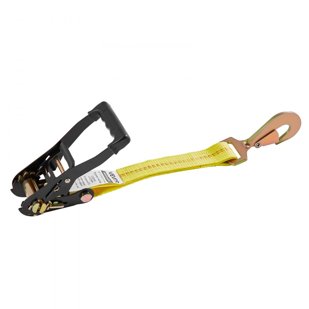 VEVOR Cinghie di Fissaggio per Pneumatici 50,8 x 2438,4 mm con Gancio a Molla Trazione max. 4540 kg Capacità di Carico da 1512 kg, Cinghie di Tensionamento per Pneumatici, Giallo