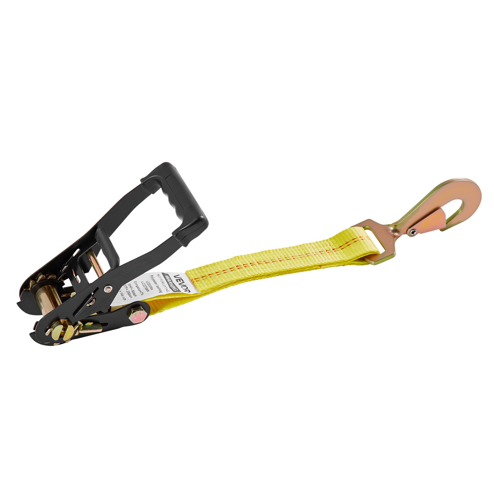 VEVOR Cinghie di Fissaggio per Pneumatici 50,8 x 2438,4 mm con Gancio a Molla Trazione max. 4540 kg Capacità di Carico da 1512 kg, Cinghie di Tensionamento per Pneumatici, Giallo