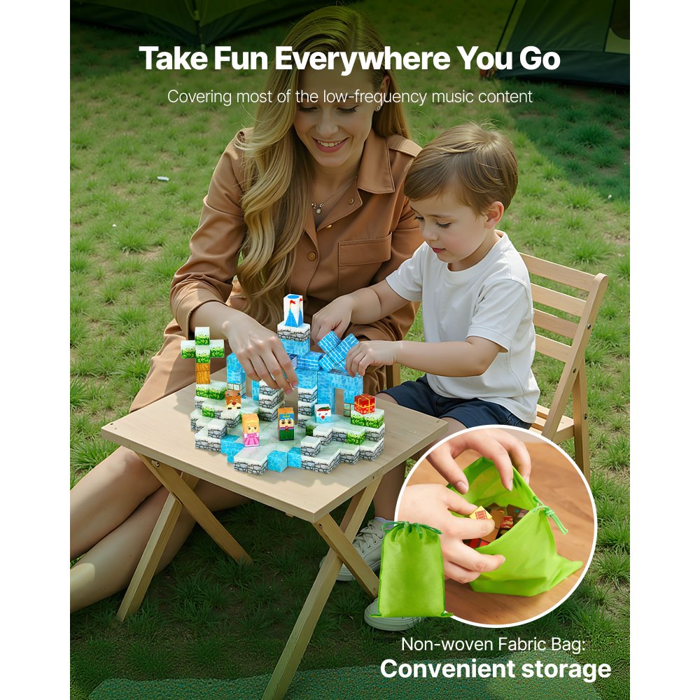 VEVOR Blocchi Magnetici, Set 150 PZ del Castello della Ghiacciaio, Cubi Magnetici da Costruzione per Bambini, Giocattoli Sensoriali STEM Montessori, Giocattolo da Costruzione Impilabile per Bambini