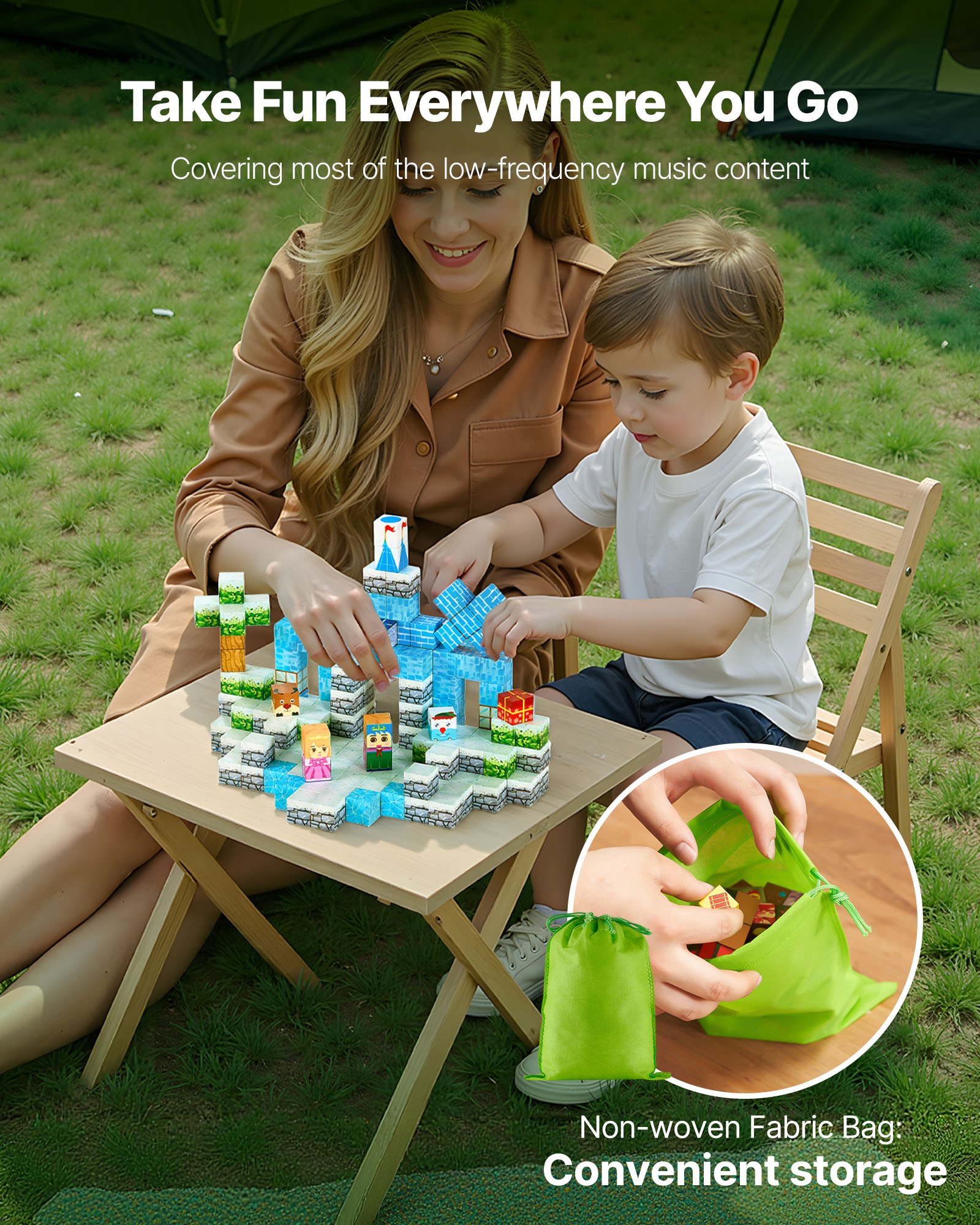 VEVOR Blocchi Magnetici, Set 150 PZ del Castello della Ghiacciaio, Cubi Magnetici da Costruzione per Bambini, Giocattoli Sensoriali STEM Montessori, Giocattolo da Costruzione Impilabile per Bambini